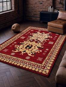 1pc Vintage Style Large Area Rug, New Faux Wool Washable Bottom Indoor Carpet, Living Room Rug, Sofa Rug, Bedroom Rug, Bedside Anti-Slip Mat, Room Floor Mat, Dining Kitchen Rug, Office Chair Pad, Entryway Doormat, Outdoor Picnic Blanket, Camping Mat - Multicolor-1 - View 2