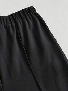 Atasan lengan panjang berkerah bulat dan celana panjang motif pita untuk anak perempuan remaja. - Hitam - View 4