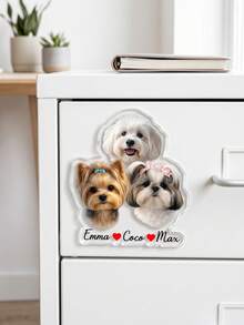 1pc Custom Multi-Pet Photo Magnet, Personalized Dog Fridge Magnet With Custom Names & Cute Quote, Perfect Pet Lover Gift, Kitchen Decor For Pet Owner - Multicolor - View 5