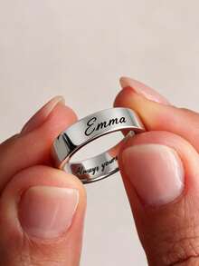 1pc Custom Personalized Rings, Stackable Couple Rings, Exquisite Gold Rings, Engraved Rings For Men And Women, Perfect Gifting, Custom Name, Text, Date And Other Content, Can Be Engraved Inside And Outside, Simple Jewelry, Custom Rings, Mother's Day, Father's Day Gifts, Graduation Season, Holiday Season Gifts, Personalized Custom Gifts - Multicolor 2 - View 10