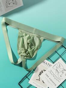 Local Delivery‌, Sexy Solid Color G-String, Sporty Low-Rise  Men'S Briefs Men'S Ultra-Thin Double Thong Underwear - Army Green - View 2