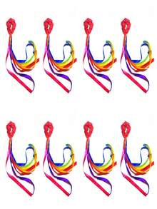 8 piezas/4 piezas/2 piezas Cinta de muñeca de colores arcoíris, cinta de poliéster para coleta con moño de mariposa, cinta de utilería para actuación de danza, cinta de gimnasia de equipo, adecuada para la temporada de graduación, herramienta de actuación para el 1 de junio, accesorio de cabello diario elegante para niña con coleta, cinta multifuncional, lazo de cinta larga para clip de cabello - Multicolor - Ver 20