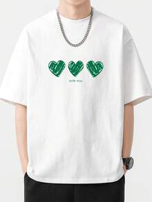 Men's Printed Short-Sleeve T-Shirt, Casual Office Wear, Everyday Wear, 100% Cotton. Men's Vintage American Style Printed Short-Sleeve T-Shirt, Thick Cotton T-Shirt For Young Men In Summer. 100% Cotton. - 白色 - 查看 1