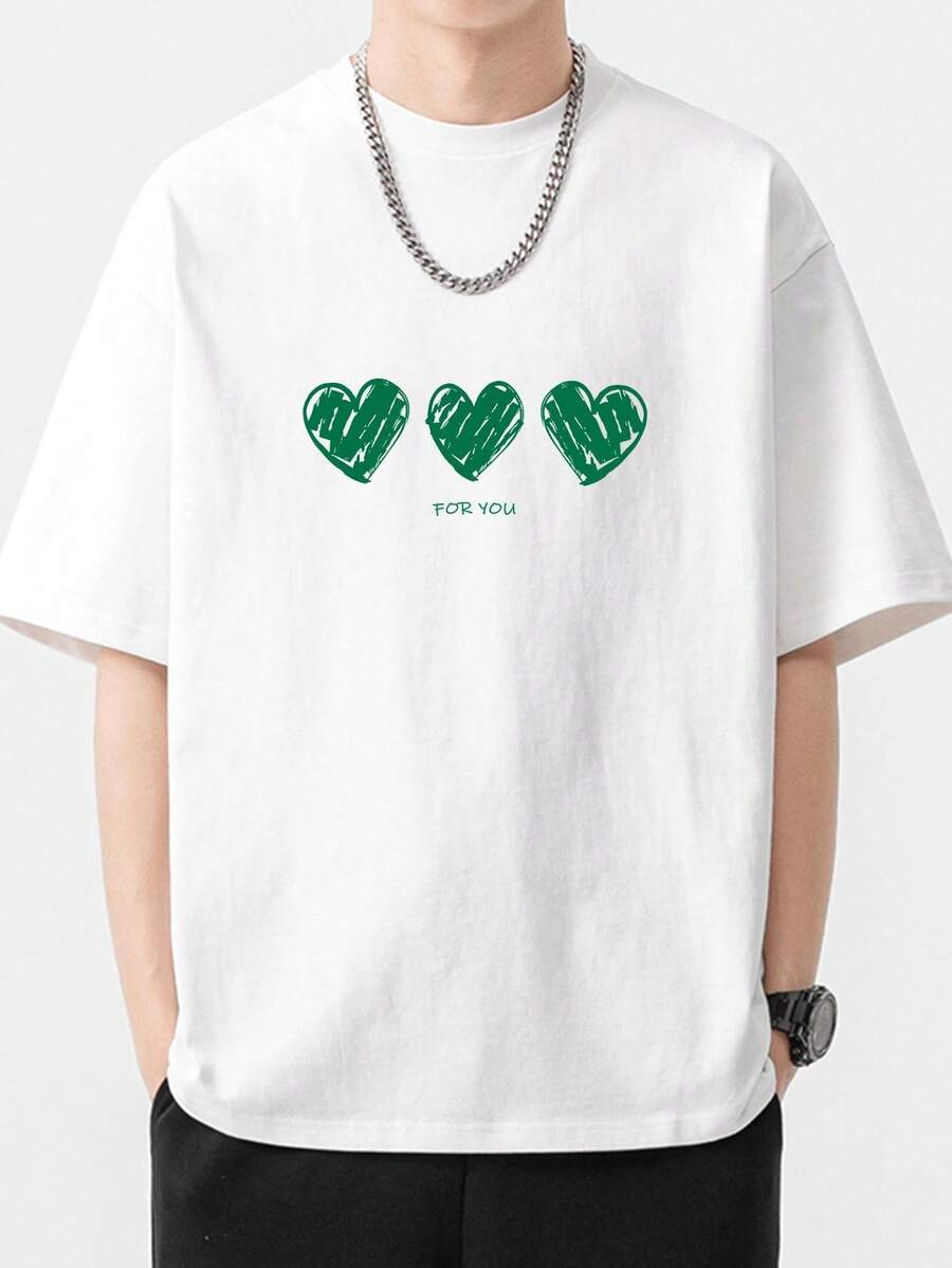 Men's Printed Short-Sleeve T-Shirt, Casual Office Wear, Everyday Wear, 100% Cotton. Men's Vintage American Style Printed Short-Sleeve T-Shirt, Thick Cotton T-Shirt For Young Men In Summer. 100% Cotton. - 白色 - 查看 1
