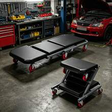 New 36 Inch Mechanic Creeper Foldable 2-In-1 Z Seat Adjustable Rolling Garage Creeper With 6 Wheel Rollers 340LBS Capacity Under Car Auto Repair Lay Down Sit Lean Back Red Black Perfect Garage Additions Gift For Men 2026 - Folding Mechanic Creeper - View 3