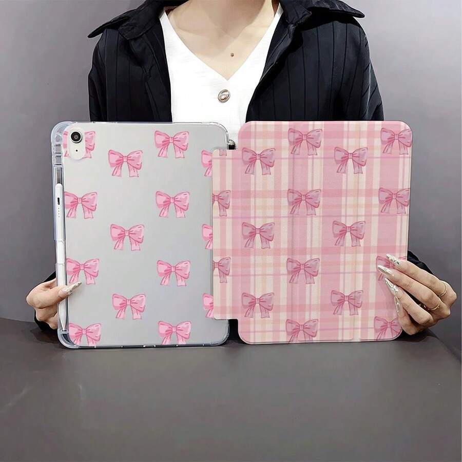 1个Coquette粉色蝴蝶结印花平板电脑保护套,柔软TPU翻盖设计,带笔槽,兼容iPad第十代10.9英寸(2022款)/ iPad Air 13(M3 2025款)/ iPad Air 11(M3 2025款),兼容三星、小米、OPPO、华为MatePad、vivo、荣耀平板电脑。 - 彩色 - 查看 1