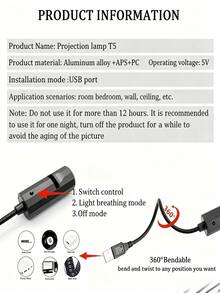 1pc 360° Rotating Tree Of Life LED Projection Lamp - Adjustable Night Light, USB Powered Indoor Atmosphere Lamp, Button Control, Non-Waterproof, Suitable For Bedroom, Living Room Wall & Ceiling Decor, Ideal Gift For Holidays - Tree Of Life - View 10