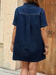 URVE Ropa de verano y otoño talla, ropa de otoño, ropa de regreso a la escuela, ropa de homecoming, estilo lindo de los 2000, atuendos de maestra para mujeres, atuendo de aeropuerto para mujeres, vestido modesto de estilo old money Tulum para mujeres con media cremallera y cuello suelto en color azul para el verano, vestidos de cumpleaños para mujeres, vestidos elegantes para mujeres para vacaciones, vestido modesto de estilo old money - Azul - Ver 2