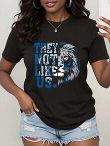 'They Not Like Us' Graphic T-Shirt, Hip Hop Culture T-Shirt With Lettering, West Side Rap Style Top, Men's 100% Cotton 180g Heavyweight T-Shirt, Main Character Energy, Casual Loose Fit Urban Clothing, Modern Aesthetic Summer Garment - 黑色 - 查看 2