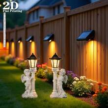 2D Flat Angel Lamp Post Acrylic Sculpture - With Lighting Effect, No Electricity Needed, Lightweight Outdoor/Indoor Decor, Cute Yard Decoration, Outdoor Garden And Planter Ornament - 2-piece Set - View 3