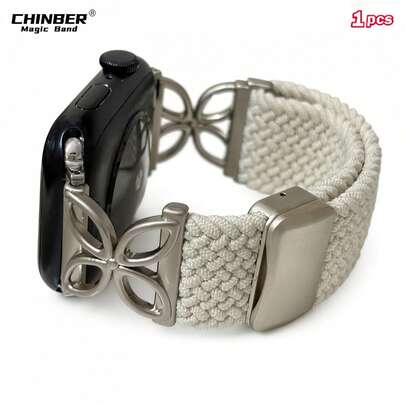1-Piece Elastic Nylon Single-Loop Strap Suitable 38mm 40mm 41mm 42mm 44mm 45mm 49mm, Unisex, Adjustable Elastic Woven Strap Compatible With Ultra SE Series 8 6 5 4 3 2 1, Equipped With Adjustable Breathable Woven Strap, Suitable Series, Elastic Woven Single-Loop Strap With Magnetic Clasp