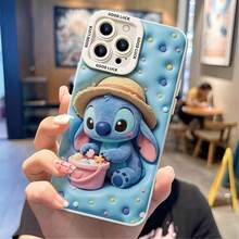 Officially Licensed Disney Lilo & Stitch Phone Case, This Protective Phone Case Features Plush‑Textured Summer Stitch Wearing Straw Hat, Holding A Pink Bucket Filled With Seashells And Starfish, On Light Blue Bubble‑Padded Background With Colorful Polka Dots, Made With Flexible, Durable TPU Material To Protect Against Everyday Scratches, Bumps, And Minor Impacts, Compatible With IPhone 17, 16, 15, 14, 13, 12, 11 Pro Series And Galaxy S22, S23, S24, S25 Models, Ideal For Disney Stitch Fans. - màu đen - Xem 5