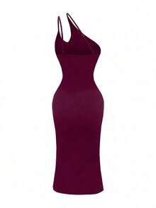 Sexy Solid Color Fitted Midi Dress For Women - 紅色 - 查看 2