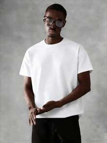 Oversized Boxy Cut Short Sleeve Jersey T Shirt Casual Crop Fit Streetwear Modern Minimalist All Season Essential Top-Comfortable Retro Cotton T-Shirt-K912026 New Men's Spring/Summer Casual Resort Wear Versatile Pure Cotton T-Shirt Summer T-Shirts For Men And Women - 白色 - 查看 8