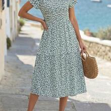 guang zhou mi qian shang mao Faunlyn Vestido casual de mujer con estampado de lunares para vacaciones - Multicolor - Ver 4