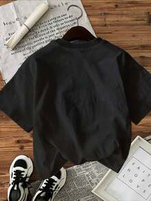 Fashion Fashion Fashion NEW | 1 Women's T-Shirt 100% Breathable Cotton | Short Sleeve Crew Neck T-Shirt With Fresh Lemon Print - Ideal For Summer - Vintage Street Style Unisex Loose Cotton Short Sleeve Crew Neck T-Shirt - 黑色 - 查看 3