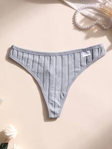 6件組女款純棉丁字褲，性感低腰無痕內褲，羅紋素色，舒適透氣運動內著 - 彩色 - 查看 7
