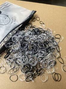 [Quantity Options] Pcs/Pack Women's Colorful Hair Ties, Transparent/Black Mixed Mini Elastic Bands, Disposable Small Rubber Bands, Minimalist Solid Color Hair Accessories, Suitable For Ponytail, Wedding Hairstyles, Ponytail Holders, Hair Ties, Rubber Bands, Hair Ties, Hair Ties For Summer Hairstyles, Beach Hairstyles, Hair Styling Tools Scrunchie - Black+Transparent - View 5