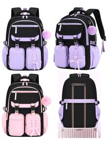 BXboat 3pcs/Set Teenage Girls Backpack With Lunch Box Bag And Pencil Case, Large Capacity Multi-Pocket Bookbag With Tablet/Laptop Compartment, Student Outdoor Camping Travel Backpack With Luggage Strap, Fashion School Backpack For Students - 3-piece Set - View 13