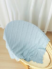 1 chiếc chăn em bé, chăn đan rỗng cho xe đẩy trẻ sơ sinh, chăn che máy lạnh cho trẻ sơ sinh, 100% cotton, 100*80cm, dùng được cả bốn mùa. - xanh nhạt - Xem 4