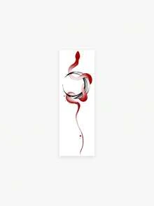 1 Tattoo Sticker With A Red And Black Ink Circular Spirit Snake Vertical Simple Chinese-Style Tattoo Design, Temporary Tattoo Sticker, Washable PVC, Disposable, Waterproof, Sweatproof, For Palms, Arms, Waist, Abdomen, Back, Legs, Non-Reflective, Simulated Tattoo Design, Suitable For Travel, Music Festivals, Gaming, Graduation Gifts, And Daily Use, Lasting 3-5 Days - Multicolor - View 4