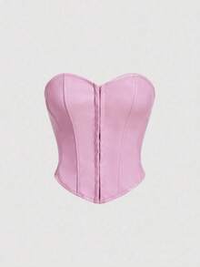 Top sin tirantes de moda con hebilla delantera para mujeres - Rosa coral - Ver 5