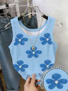 Camiseta ajustada con estampado floral para mujer - Multicolor 3 - Ver 6