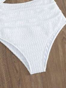 Vcay 1 pieza Traje de baño de una sola pieza con volantes retorcidos y espalda descubierta, casual, para vacaciones, fiestas y playa, para mujer, primavera/verano - Blanco y Negro - Ver 11