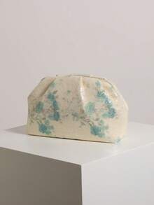 SCULPTEDSTYLE 包款 1 件装 祖母绿花卉图案亮片荷叶边云朵手拿包，女士时尚手提包，配链条肩带，适合搭配旗袍、海滩度假、旅行或参加派对 - 綠色 - 查看 5