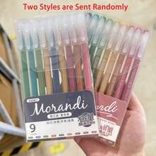 Set de 9 piezas Bolígrafo multicolor de gran capacidad y color neutro, bolígrafo de color caramelo de color Morandi lindo, para pintura, toma de notas, etc. de estudiantes. - Multicolor - Ver 11