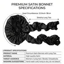 Awegeo 女士缎面蝴蝶结编织睡眠帽，可调节纽扣睡眠帽，适合卷发，丝滑防静电夜间头巾，睡眠护发帽 - 彩色 - 查看 5