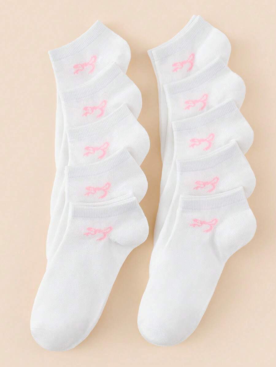 10 Pairs Women's Solid Color Ankle Socks - Multicolor - View 1