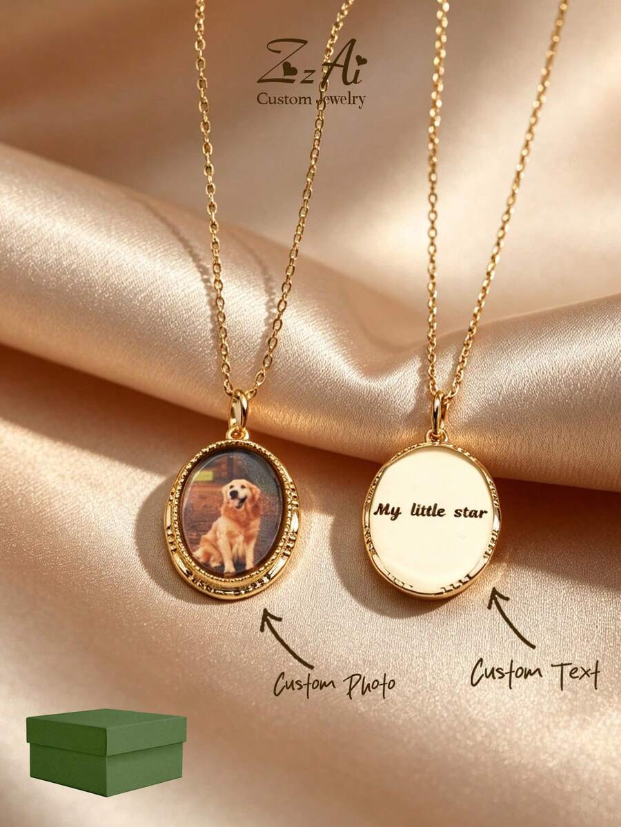 1 chiếc dây chuyền ảnh cá nhân hóa, dây chuyền ảnh tùy chỉnh, quà tặng Ngày của Mẹ, quà kỷ niệm, quà sinh nhật, quà tặng Ngày của Mẹ - Hình ảnh - Xem 1