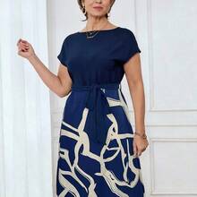 Nana's Women's Clothing Store Medorina Vestido casual de mujer con estampado y patchwork para el verano, conjunto casual de negocios para mujer para primavera y verano - Amarillo - Ver 6