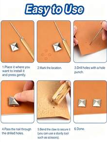 Square Pyramid Studs, Punk Rock Rivet Accessories, Suitable For Clothing, Bags, Leather, Leather Jackets, Shoes, Dog Collars, Ideal For Punk Rock Jewelry Craft And DIY Decoration - Multicolor - View 11