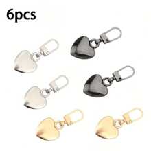 3/6Pcs Heart-Shaped Universal Detachable Zipper Pulls, Metal Zipper Pendant Replacement Accessories, Bag Coat Clothing Zipper Repair Tool, Multi-Color Versatile Decorative Zipper Pull Tabs - Multicolor - View 14