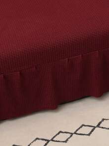 Solid Color Skirted Sofa Bed Cover, Polyester Fiber Elastic Full Coverage Sofa Slipcover, Suitable For Armless Sofas, Simple And Fashionable, Suitable For All Seasons - Burgundy - View 5