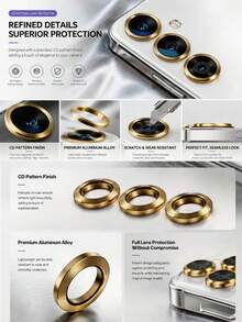 Arvin 9H HD Clear CD Texture Camera Lens Protector With Installation Locator Anti-Fall Anti-Shatter Metal Individual Ring Tempered Glass Lens Cover Strong Adsorption Phone Camera Screen Guard Compatible With Samsung Galaxy S26 Ultra S26 Plus S26 S25 Ultra S25 Plus S25 FE S24 Ultra S24 Plus S24 A57 A37 Galaxy Z Fold7 Fold6 Galaxy Z Flip7 Flip6 - Gold - View 5