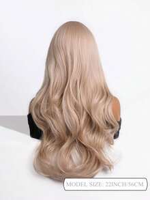 22 Inch Light Blonde Long Curly Wig With Fringe Bangs, Heat Resistant Synthetic Hair, Natural Looking Wig For Daily, Party & Cosplay - Gold - View 5