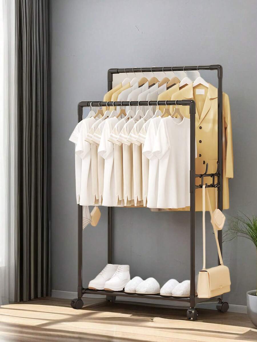 Estante multifuncional integrado para zapatos y sombreros, perchero de almacenamiento de ropa para el hogar y el dormitorio, estantería para abrigos - Zapatero y perchero integrados - Ver 1