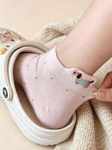 5 Pairs Women Cute Dachshund Pattern Boat Socks, Sweet & Fashionable, Comfortable & Breathable, Moisture-Wicking, Versatile For Daily Wear, Suitable For All Seasons - Multicolor - View 4