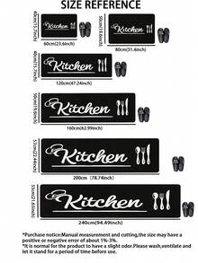 1pc Black & White English Kitchen Rug, 3.5mm Thick Cuttable Kitchen Mat, Non-Slip Absorbent Outdoor Doormat, Bathroom Mat, Kitchen, Laundry Room, Living Room, Outdoor Garden Decor - Multicolor - View 3