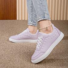 Giày trượt ván nữ mới, giày thể thao thời trang đa năng thoáng khí, giày tập luyện thường ngày, thiết kế đẹp. - Màu tím - Xem 4