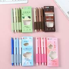 4pcs Themed Retractable Gel Pen Set, 0.5mm Black Ink Smooth Writing Pens With Soft Grip, Coffee Matcha Cloud Flower Style Student Stationery For School Supplies, Study Notes, Journaling, Office & Daily Writin - A - View 1