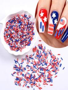 20g Pack SWEET 4th Of July Polymer Clay Nail Slices - Flag Suitable For DIY Crafts, Manicure & Nail Art, Blue White Star Flag Charms, July 4th Decorations, For Or For Business Resale - Multicolor - View 2