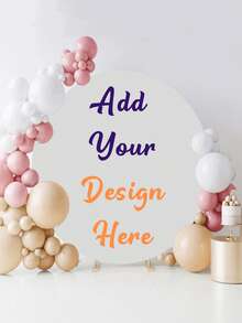 Customizable Round Backdrop (Stand Not Included), Printable Pattern/Logo/Text, Durable For Wedding, Birthday Party, Christening, Photo Booth Props And Party Decor, Modern Round Design, Smooth Texture, Round Background - Multicolor - View 3