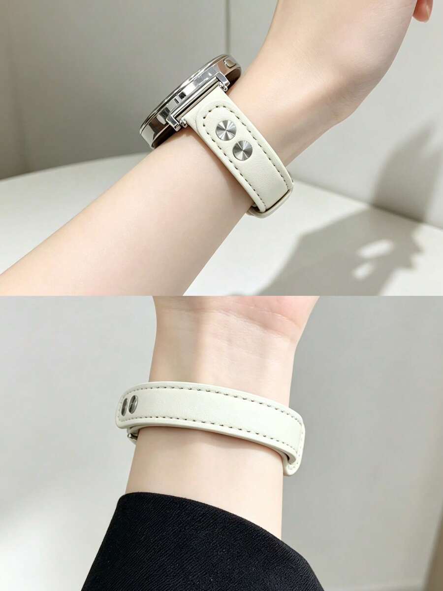1件女款超纖皮革智慧手錶錶帶,適用18mm/20mm/22mm,相容 Galaxy Watch 8/7/6/5/4 (40mm, 44mm),快拆彈簧桿,免工具安裝,易於佩戴,雙針扣錶帶,相容 Watch GT6/5/4/3/Pro (46mm),適用智慧手錶介面寬度18mm/20mm/22mm,智慧手錶錶帶配件 - Pearl White - 查看 1
