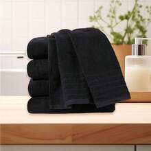 Toalla Antibacteriana Segura para Piel 100% Algodón Premium, Alta Absorción Suave Sin Irritación, Tamaños 30x50cm 35x75cm 70x130cm 90x150cm, Toalla Infantil Toalla de Mano Toalla de Baño Toalla Grande, Multicolor - NEGRO - Ver 14