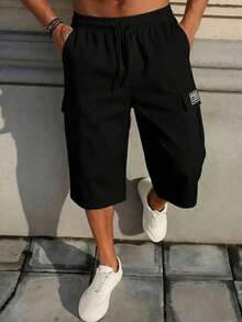 Men's Premium Luxury 3/4 Cargo Shorts, 3/4 Shorts Design With Flap Pockets, Suitable For Casual Daily Wear, Outdoor Activities, Commuting In All Seasons, Versatile - Perfect Gift Choice - Must-Have For Outdoor Enthusiasts Sports - Black - View 9
