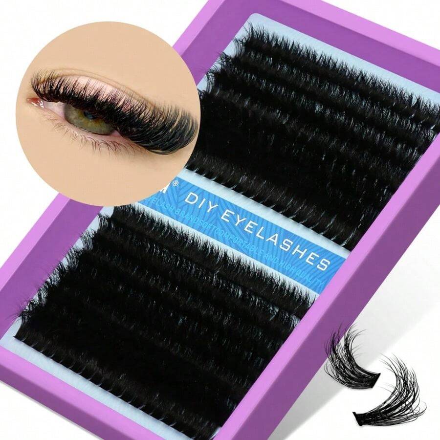 Las pestañas grueineya DIY se extienden en estilo mixto, las pestañas personales se extienden en las pestañas falsas de maquillaje DIY - rosa03-15 filas - Ver 1